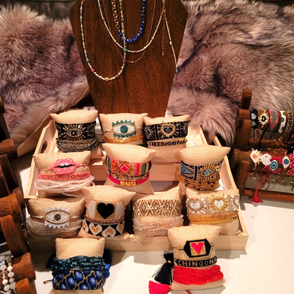 Seed slider bracelets with tassles